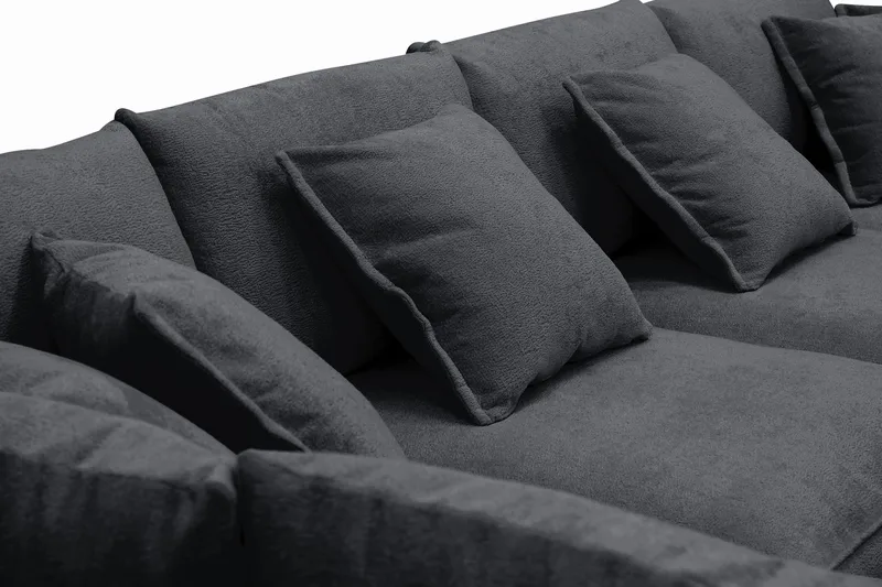 Rossita Lyx 6-sits Högervänd U-formad Extra djup Soffa med Divan och Schäslong i Chenille - Svart - Möbler - Soffa - U-soffa
