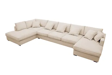 Rossita Lyx 6-sits Högervänd U-formad Extra djup Soffa med Divan och Schäslong i Manchester - Beige - Möbler - Soffa - U-soffa