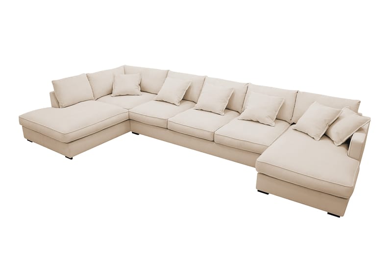Rossita Lyx 6-sits Högervänd U-formad Extra djup Soffa med Divan och Schäslong i Manchester - Beige - Möbler - Soffa - U-soffa