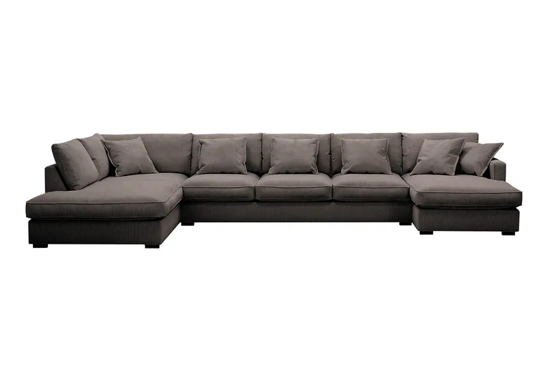 Rossita Lyx 6-sits Högervänd U-formad Extra djup Soffa med Divan och Schäslong i Manchester - Brun - Möbler - Soffa - U-soffa