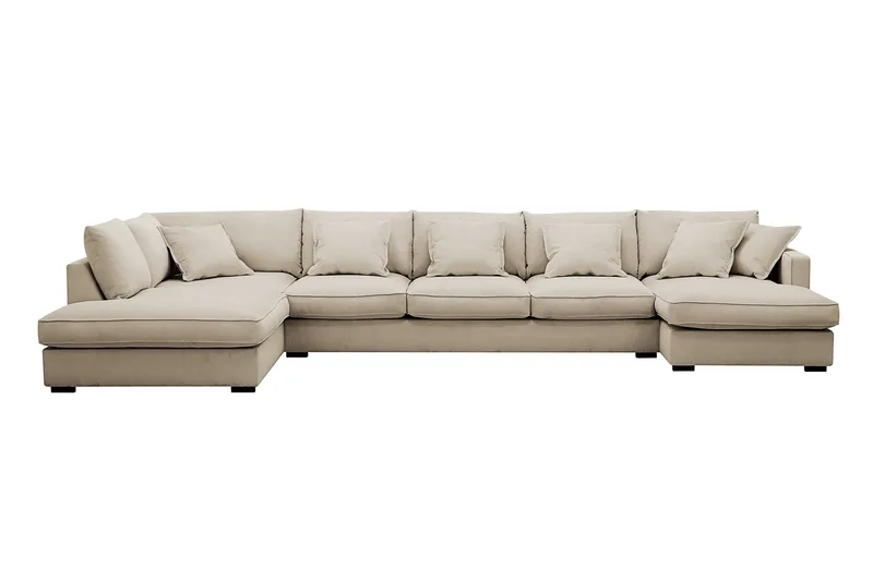 Rossita Lyx 6-sits Högervänd U-formad Extra djup Soffa med Divan och Schäslong i Manchester - Kräm - Möbler - Soffa - U-soffa