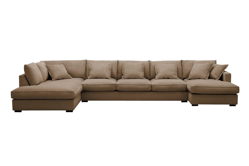 Rossita Lyx 6-sits Högervänd U-formad Extra djup Soffa med Divan och Schäslong i Manchester - Ljusbrun - Möbler - Soffa - U-soffa
