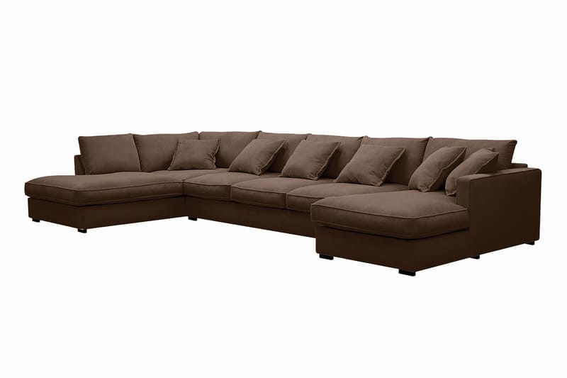 Rossita Lyx 6-sits Högervänd U-formad Extra djup Soffa med Divan och Schäslong i Manchester - Mörkbrun - Möbler - Soffa - U-soffa