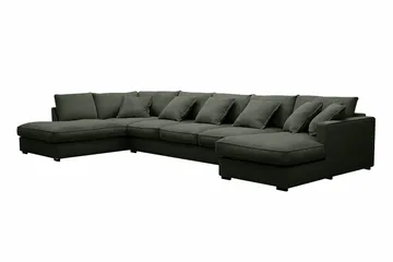 Rossita Lyx 6-sits Högervänd U-formad Extra djup Soffa med Divan och Schäslong i Manchester - Mörkgrön - Möbler - Soffa - U-soffa