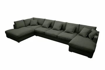 Rossita Lyx 6-sits Högervänd U-formad Extra djup Soffa med Divan och Schäslong i Manchester - Mörkgrön - Möbler - Soffa - U-soffa