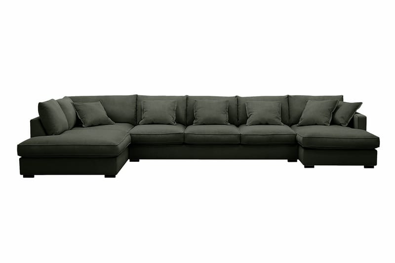 Rossita Lyx 6-sits Högervänd U-formad Extra djup Soffa med Divan och Schäslong i Manchester - Mörkgrön - Möbler - Soffa - U-soffa