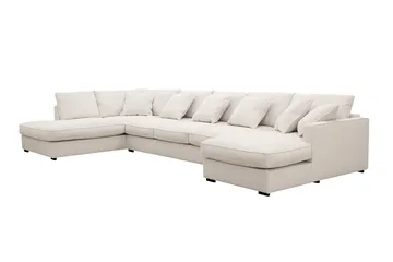 Rossita Lyx 6-sits Högervänd U-formad Extra djup Soffa med Divan och Schäslong i Manchester - Naturvit - Möbler - Soffa - U-soffa