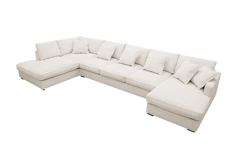 Rossita Lyx 6-sits Högervänd U-formad Extra djup Soffa med Divan och Schäslong i Manchester - Offwhite - Möbler - Soffa - U-soffa