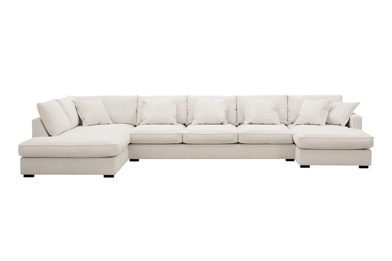 Rossita Lyx 6-sits Högervänd U-formad Extra djup Soffa med Divan och Schäslong i Manchester, Offwhite