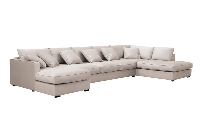 Rossita Lyx 6-sits Högervänd U-formad Extra djup Soffa med Divan och Schäslong i Sammet - Beige - Möbler - Soffa - Sammetssoffa