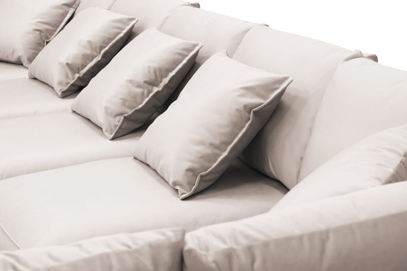 Rossita Lyx 6-sits Högervänd U-formad Extra djup Soffa med Divan och Schäslong i Sammet - Beige - Möbler - Soffa - Sammetssoffa