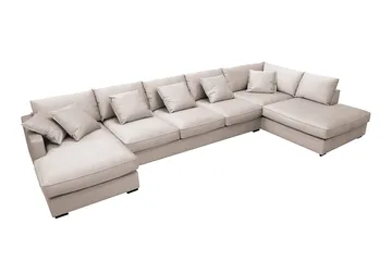 Rossita Lyx 6-sits Högervänd U-formad Extra djup Soffa med Divan och Schäslong i Sammet - Beige - Möbler - Soffa - Sammetssoffa