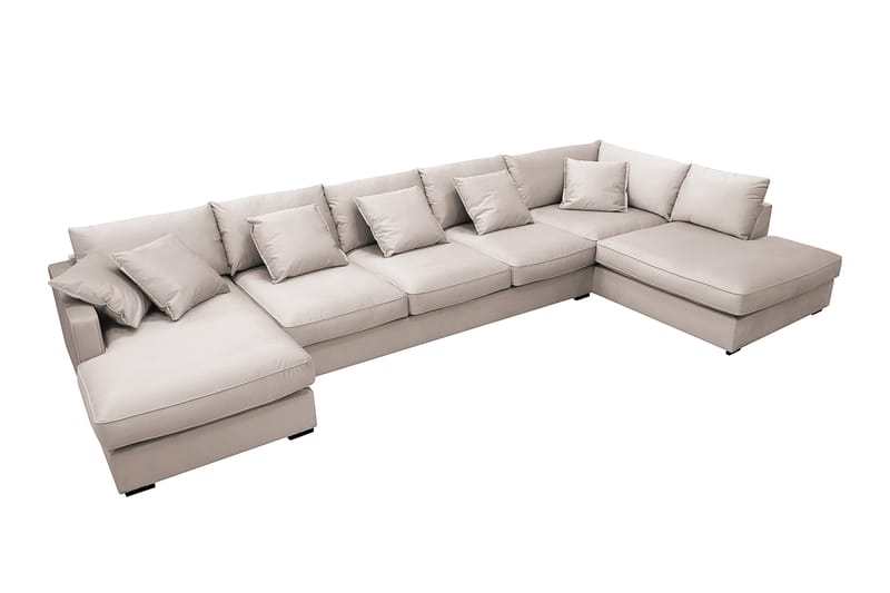 Rossita Lyx 6-sits Högervänd U-formad Extra djup Soffa med Divan och Schäslong i Sammet - Beige - Möbler - Soffa - Sammetssoffa