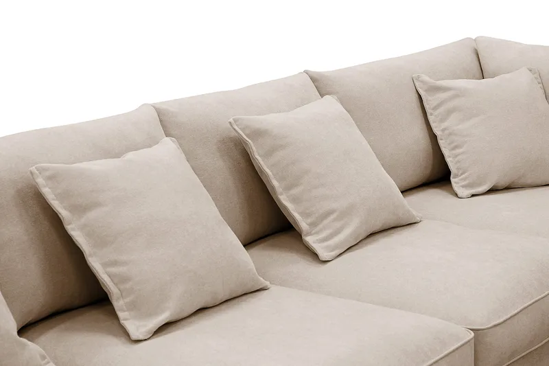 Rossita Lyx 6-sits Högervänd U-formad Extra djup Soffa med Divan och Schäslong i Tyg - Ljusbrun - Möbler - Soffa - U-soffa
