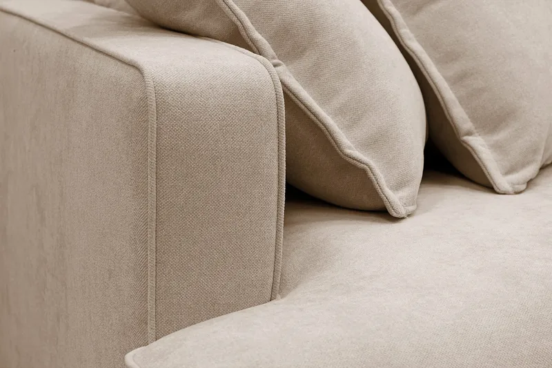 Rossita Lyx 6-sits Högervänd U-formad Extra djup Soffa med Divan och Schäslong i Tyg - Ljusbrun - Möbler - Soffa - U-soffa