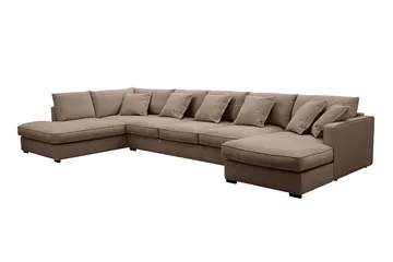 Rossita Lyx 6-sits Högervänd U-formad Extra djup Soffa med Divan och Schäslong i Tyg - Mörkbrun - Möbler - Soffa - U-soffa