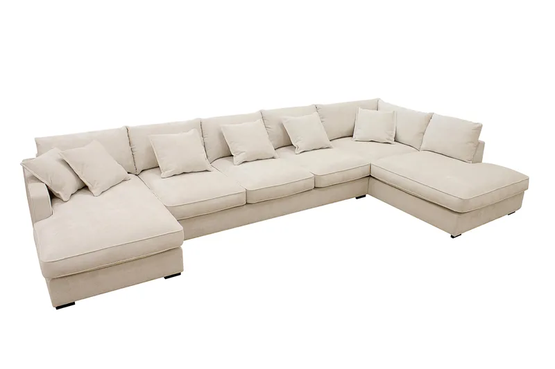 Rossita Lyx 6-sits Vänstervänd U-formad Extra djup Soffa med Divan och Schäslong i Chenille - Beige - Möbler - Soffa - U-soffa