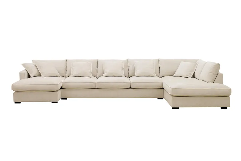 Rossita Lyx 6-sits Vänstervänd U-formad Extra djup Soffa med Divan och Schäslong i Chenille - Beige - Möbler - Soffa - U-soffa