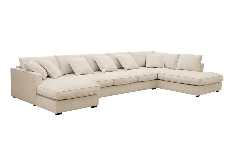 Rossita Lyx 6-sits Vänstervänd U-formad Extra djup Soffa med Divan och Schäslong i Chenille - Beige - Möbler - Soffa - U-soffa