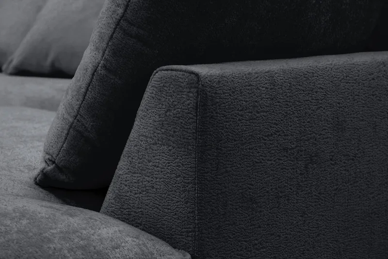 Rossita Lyx 6-sits Vänstervänd U-formad Extra djup Soffa med Divan och Schäslong i Chenille - Svart - Möbler - Soffa - U-soffa