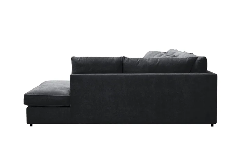Rossita Lyx 6-sits Vänstervänd U-formad Extra djup Soffa med Divan och Schäslong i Chenille - Svart - Möbler - Soffa - U-soffa
