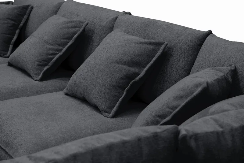 Rossita Lyx 6-sits Vänstervänd U-formad Extra djup Soffa med Divan och Schäslong i Chenille - Svart - Möbler - Soffa - U-soffa