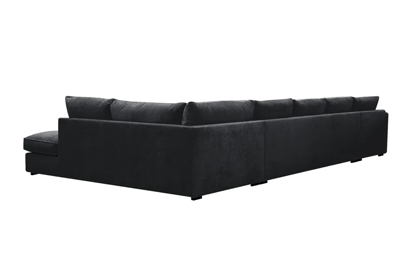 Rossita Lyx 6-sits Vänstervänd U-formad Extra djup Soffa med Divan och Schäslong i Chenille - Svart - Möbler - Soffa - U-soffa