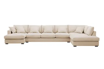 Rossita Lyx 6-sits Vänstervänd U-formad Extra djup Soffa med Divan och Schäslong i Manchester - Beige - Möbler - Soffa - U-soffa