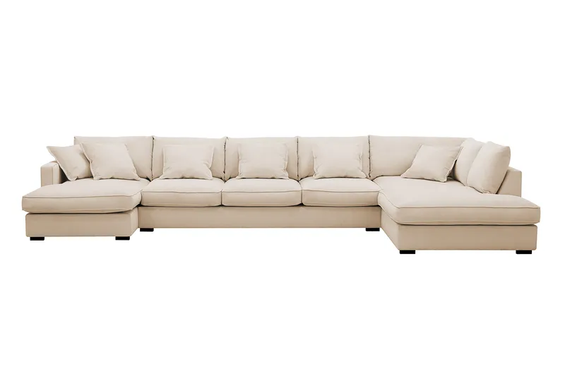 Rossita Lyx 6-sits Vänstervänd U-formad Extra djup Soffa med Divan och Schäslong i Manchester - Beige - Möbler - Soffa - U-soffa