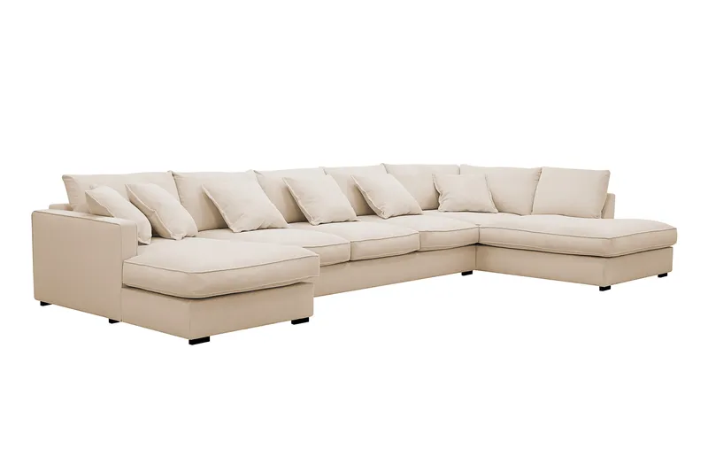 Rossita Lyx 6-sits Vänstervänd U-formad Extra djup Soffa med Divan och Schäslong i Manchester - Beige - Möbler - Soffa - U-soffa