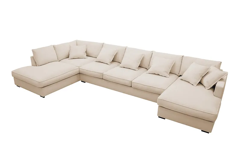 Rossita Lyx 6-sits Vänstervänd U-formad Extra djup Soffa med Divan och Schäslong i Manchester - Beige - Möbler - Soffa - U-soffa