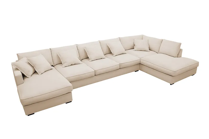 Rossita Lyx 6-sits Vänstervänd U-formad Extra djup Soffa med Divan och Schäslong i Manchester - Beige - Möbler - Soffa - U-soffa