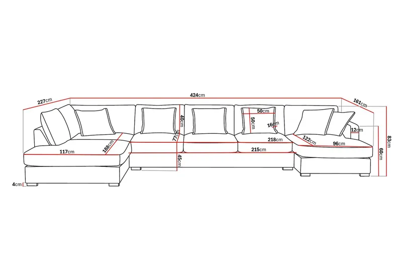 Rossita Lyx 6-sits Vänstervänd U-formad Extra djup Soffa med Divan och Schäslong i Manchester - Beige - Möbler - Soffa - U-soffa