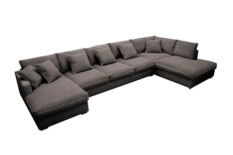 Rossita Lyx 6-sits Vänstervänd U-formad Extra djup Soffa med Divan och Schäslong i Manchester - Brun - Möbler - Soffa - U-soffa