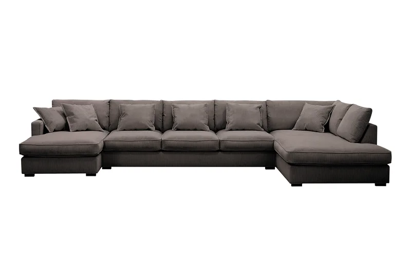 Rossita Lyx 6-sits Vänstervänd U-formad Extra djup Soffa med Divan och Schäslong i Manchester - Brun - Möbler - Soffa - U-soffa