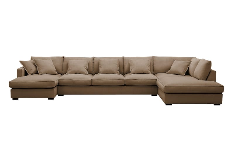 Rossita Lyx 6-sits Vänstervänd U-formad Extra djup Soffa med Divan och Schäslong i Manchester - Ljusbrun - Möbler - Soffa - U-soffa