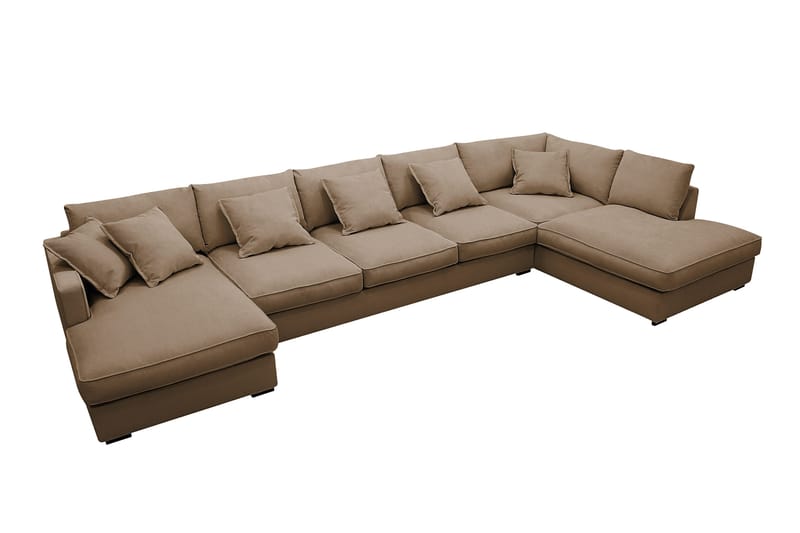 Rossita Lyx 6-sits Vänstervänd U-formad Extra djup Soffa med Divan och Schäslong i Manchester - Ljusbrun - Möbler - Soffa - U-soffa