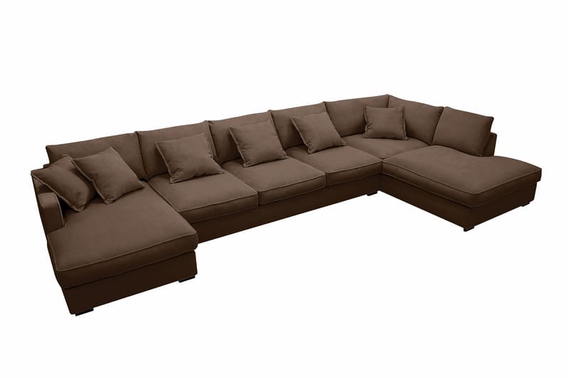 Rossita Lyx 6-sits Vänstervänd U-formad Extra djup Soffa med Divan och Schäslong i Manchester - Mörkbrun - Möbler - Soffa - U-soffa