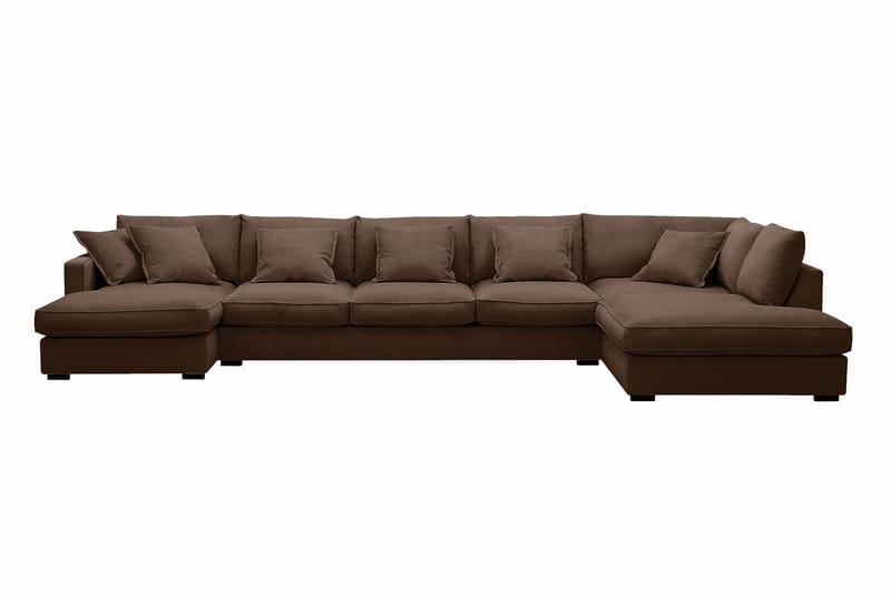 Rossita Lyx 6-sits Vänstervänd U-formad Extra djup Soffa med Divan och Schäslong i Manchester - Mörkbrun - Möbler - Soffa - U-soffa