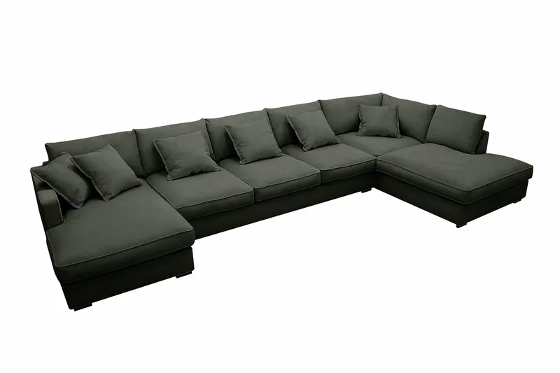 Rossita Lyx 6-sits Vänstervänd U-formad Extra djup Soffa med Divan och Schäslong i Manchester - Mörkgrön - Möbler - Soffa - U-soffa