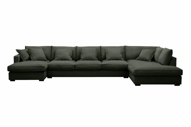Rossita Lyx 6-sits Vänstervänd U-formad Extra djup Soffa med Divan och Schäslong i Manchester - Mörkgrön - Möbler - Soffa - U-soffa