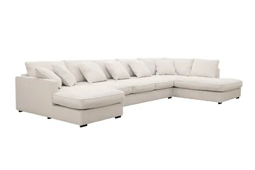 Rossita Lyx 6-sits Vänstervänd U-formad Extra djup Soffa med Divan och Schäslong i Manchester - Naturvit - Möbler - Soffa - U-soffa