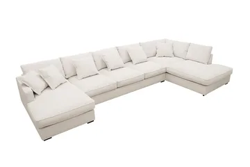 Rossita Lyx 6-sits Vänstervänd U-formad Extra djup Soffa med Divan och Schäslong i Manchester - Naturvit - Möbler - Soffa - U-soffa