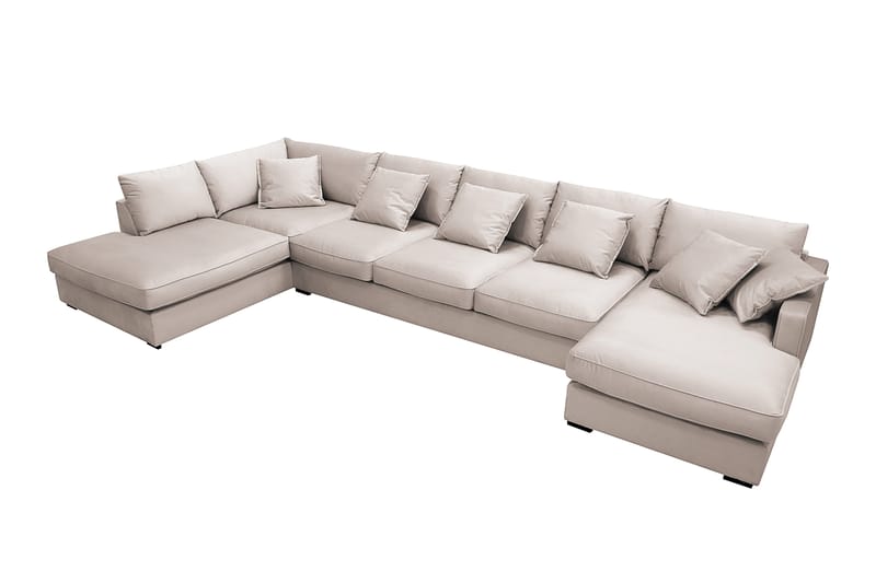 Rossita Lyx 6-sits Vänstervänd U-formad Extra djup Soffa med Divan och Schäslong i Sammet - Beige - Möbler - Soffa - Sammetssoffa