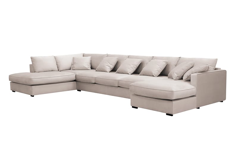 Rossita Lyx 6-sits Vänstervänd U-formad Extra djup Soffa med Divan och Schäslong i Sammet - Beige - Möbler - Soffa - Sammetssoffa