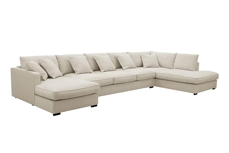 Rossita Lyx 6-sits Vänstervänd U-formad Extra djup Soffa med Divan och Schäslong i Tyg - Beige - Möbler - Soffa - U-soffa