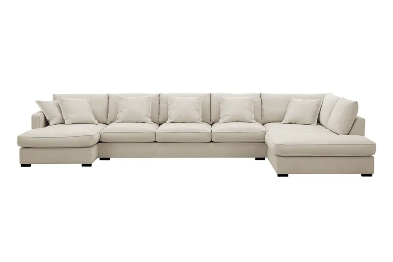 Rossita Lyx 6-sits Vänstervänd U-formad Extra djup Soffa med Divan och Schäslong i Tyg - Beige - Möbler - Soffa - U-soffa