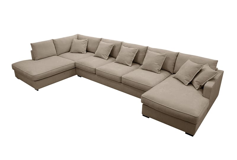 Rossita Lyx 6-sits Vänstervänd U-formad Extra djup Soffa med Divan och Schäslong i Tyg - Brun - Möbler - Soffa - U-soffa