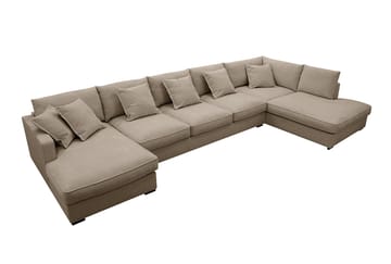 Rossita Lyx 6-sits Vänstervänd U-formad Extra djup Soffa med Divan och Schäslong i Tyg - Brun - Möbler - Soffa - U-soffa