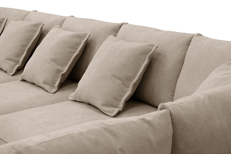 Rossita Lyx 6-sits Vänstervänd U-formad Extra djup Soffa med Divan och Schäslong i Tyg - Brun - Möbler - Soffa - U-soffa